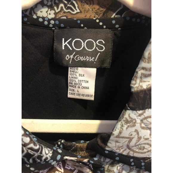 KOOS of Course Sz L Reversible Quilted Abstract Lightweight Silk Jacket - Picture 3 of 8